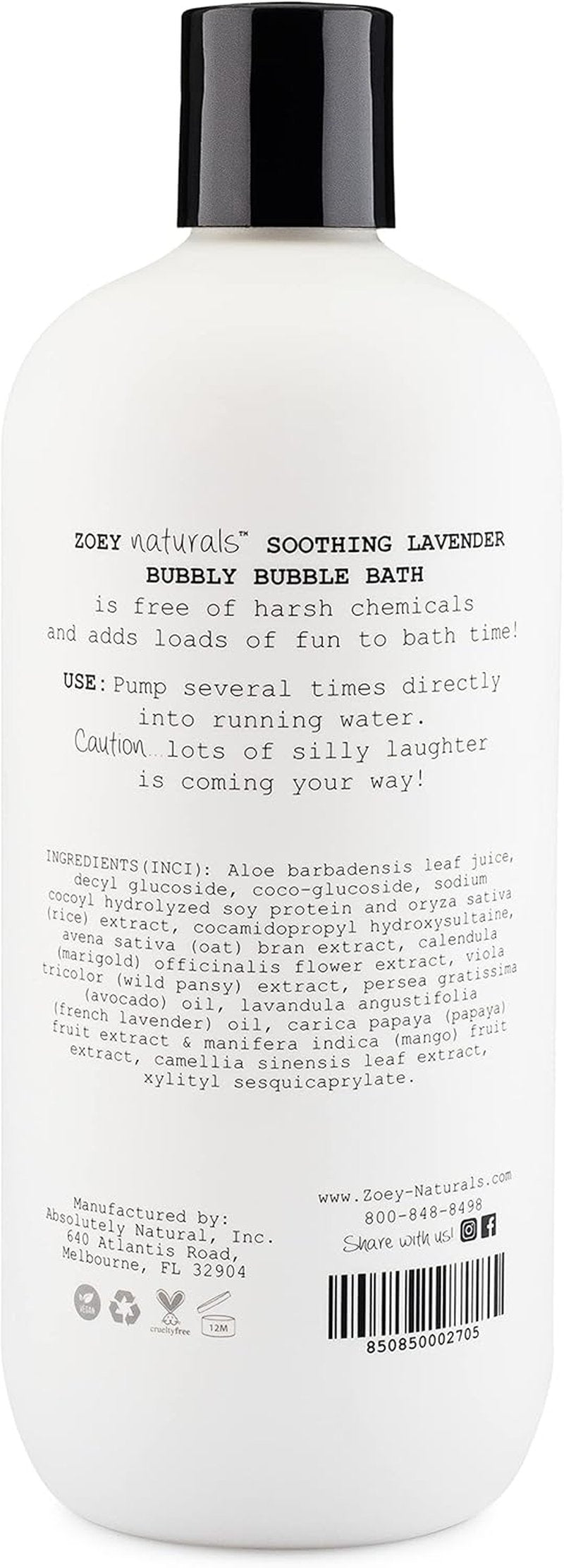 Soothing Lavender Bubble Bath for Kids & Babies | Tear-Free Moisturizing Soap with Aloe & Avocado Oil - 17 oz Made in USA