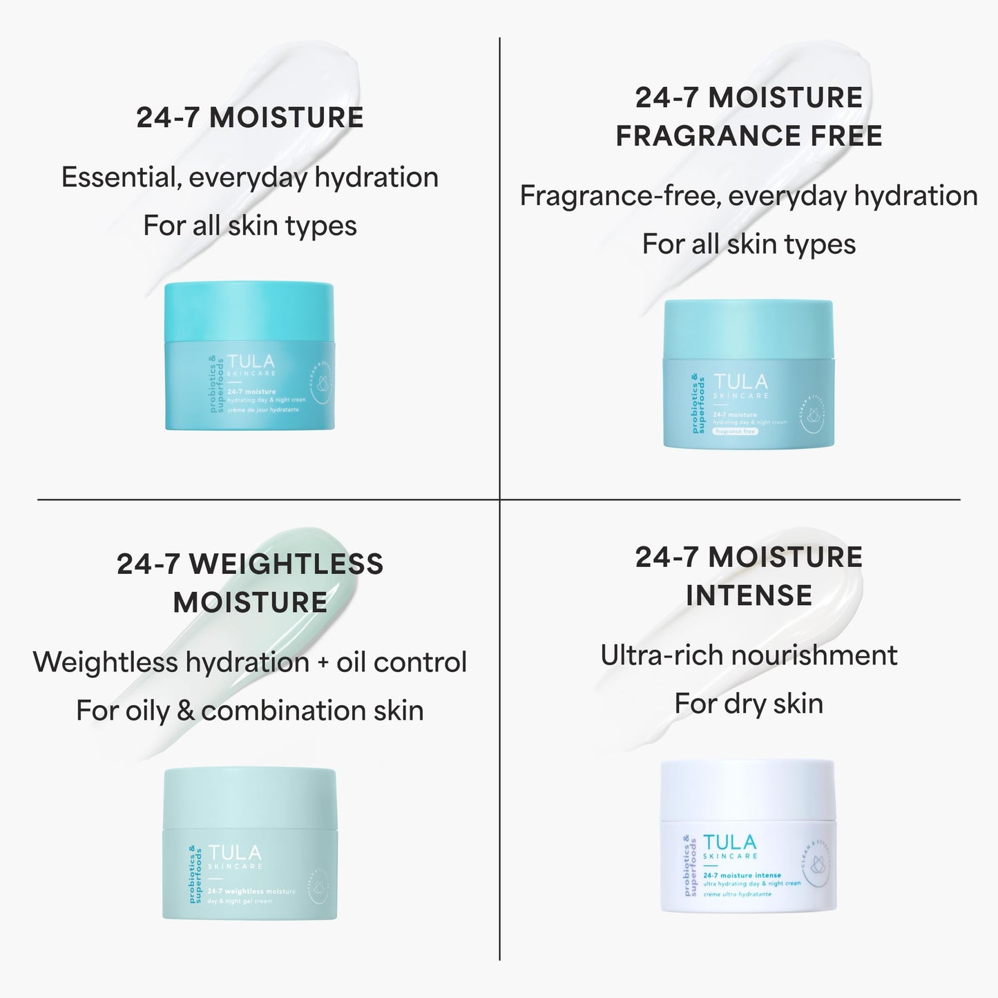 TULA Skin Care Keep It Clear - Acne Foam Facial Cleanser, 6.3 oz + 24-7 Weightless Moisture Hydrating Day & Night Cream - Travel Size, 0.5 oz, 2 Piece Set