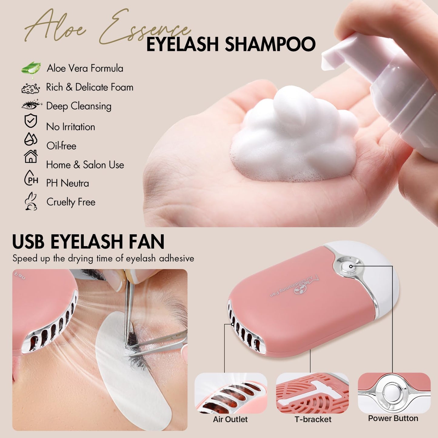 Embagol Lash Extension Practice Kit, Eyelash Extension Training Kit for Beginners, Professional Eyelash Mannequin Head Set with Lash Fan, Lash Shampoo, Lash Adhesive, Glue Rings and Lash Mirror