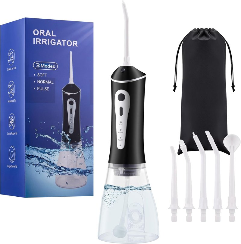 Rechargeable Water Flosser for Teeth Cleaning - Portable Oral Irrigator | IPX7 Waterproof, 5 Tips Included