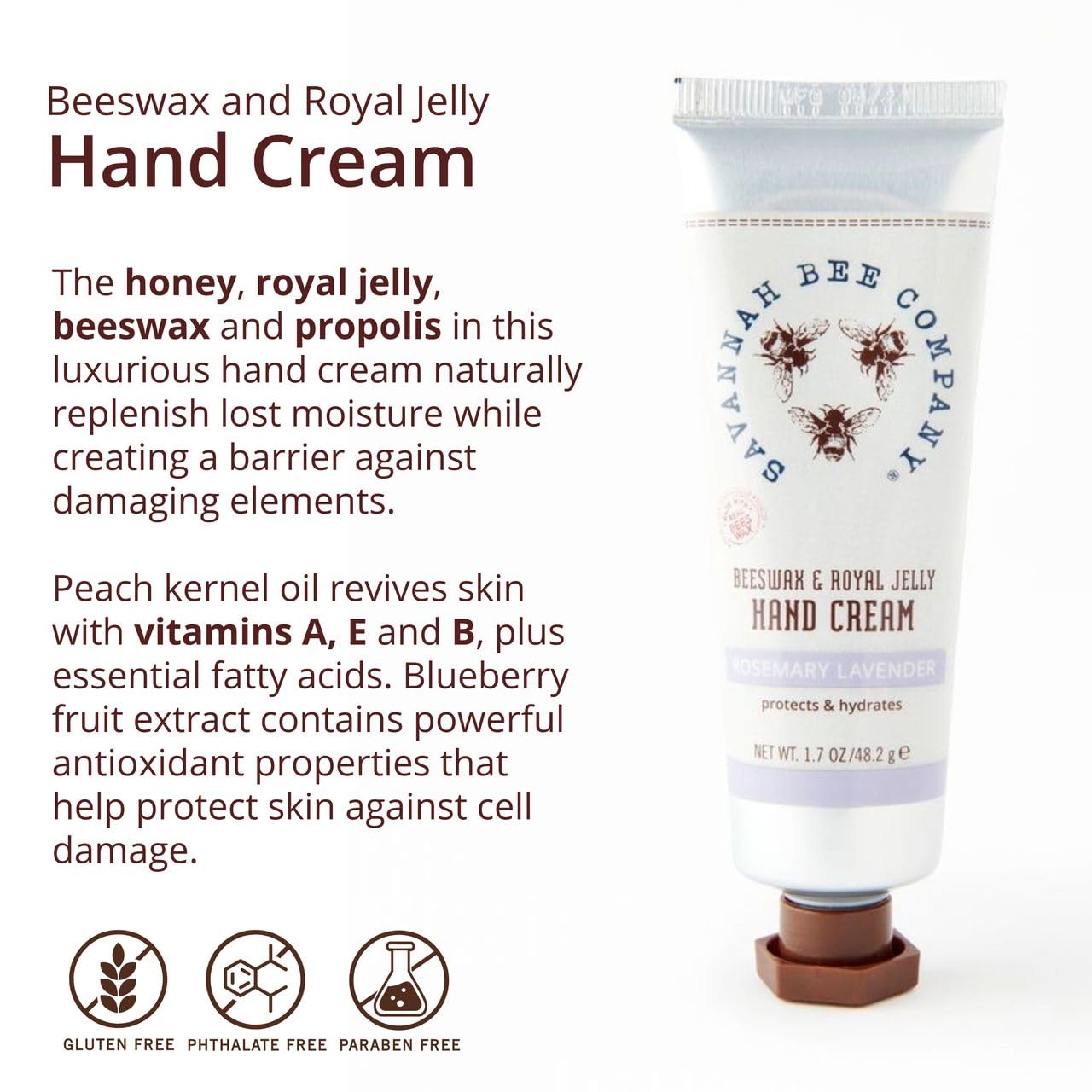 Savannah Bee Company Beeswax Hand Cream - Hand Moisturizer Repair Cream for Dry Cracked Hands - 1.7 oz Travel Size