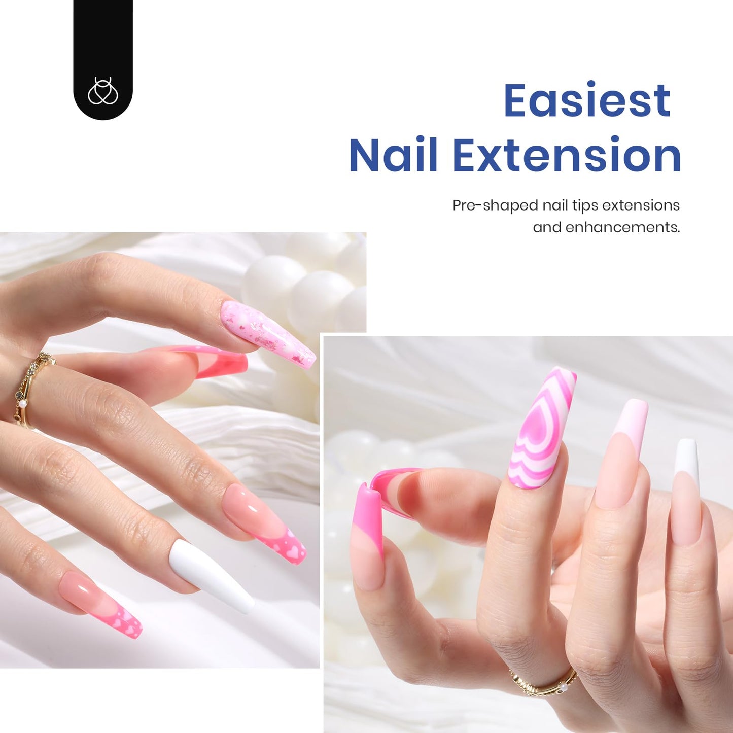 Beetles Gel Nail Kit Easy Nail Extension Set with 500Pcs and Nail Polish Kit Trendy Colors,36 Colors with 3pcs