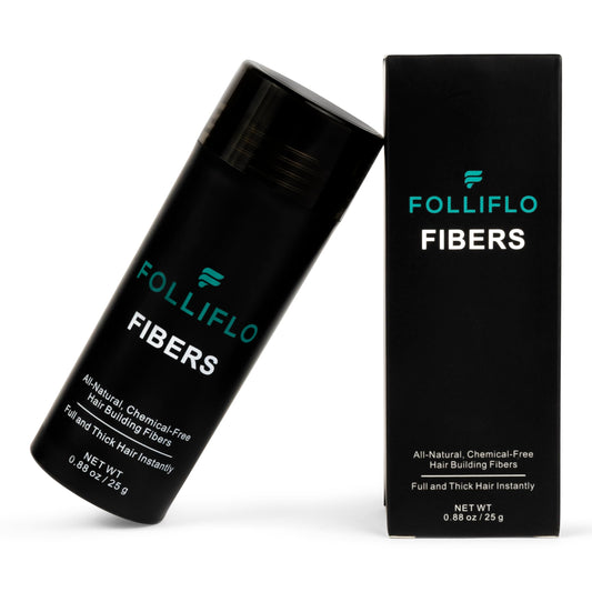Folliflo Hair Fibers for Thinning Hair Concealment – Instant Fiber Spray & Filler Powder for Fuller-Looking Hair (Black)