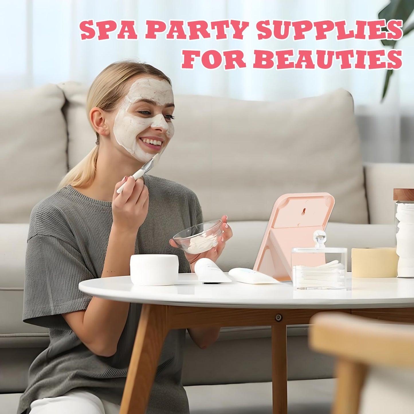 Rainmae 12 Pcs Spa Party Mirrors Spa Party Supplies for Girls, Pink Sleepover Accessory Favors Makeup Mirror for Sleepover Slumber Birthday Favors Gift
