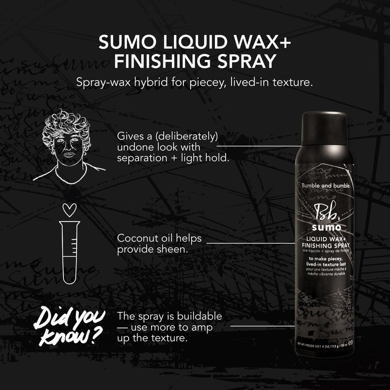 Bumble and bumble. Sumo Liquid Wax + Finishing Spray | For Piecey Texture, Buildable Separation, Light Hold + Natural Shine | With Coconut Oil | For All Hair Types, 4 Ounce