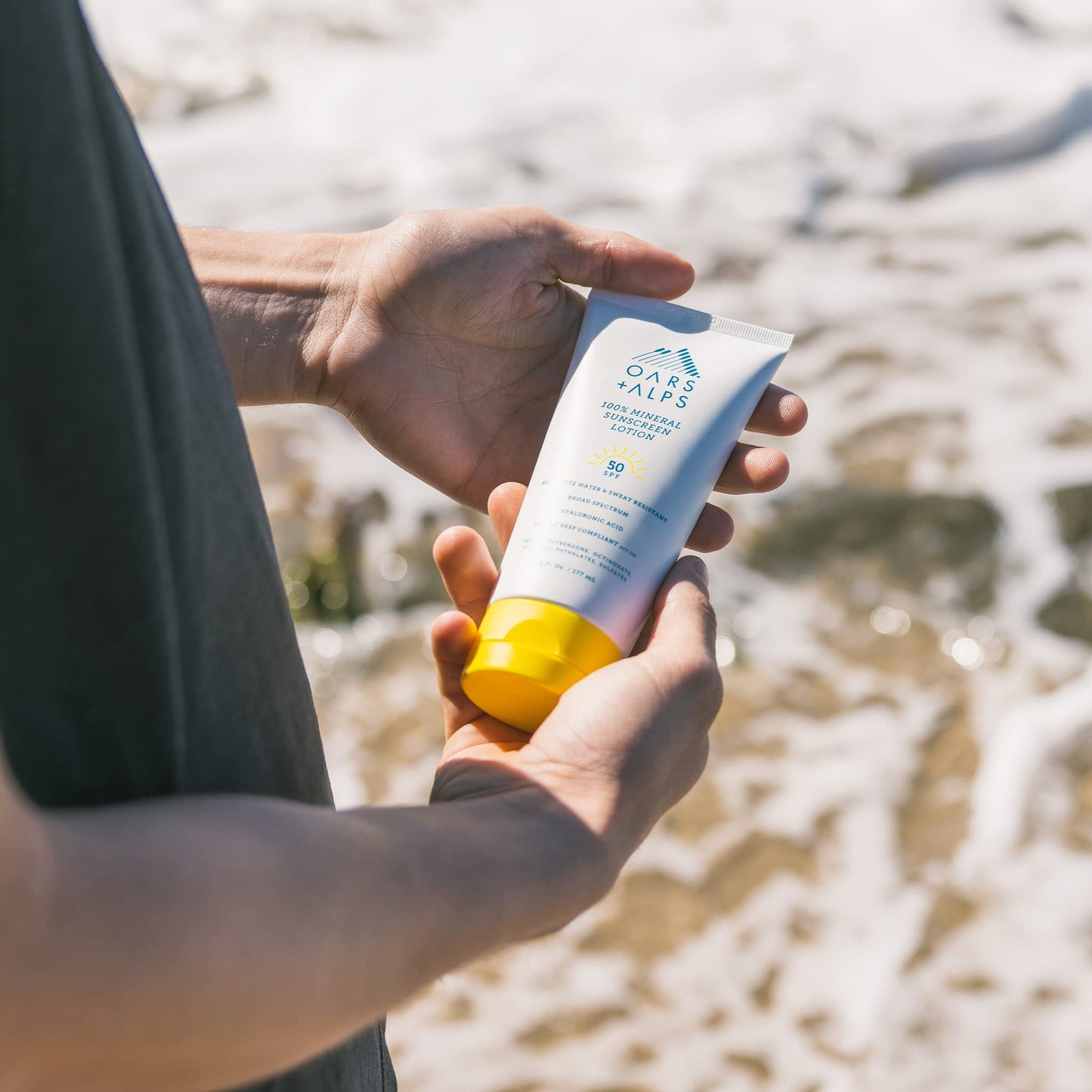 Oars + Alps SPF 50 Mineral SPF Sunscreen Body Lotion, Infused with Hyaluronic Acid, Shea Butter, and Coconut Oil, Water and Sweat Resistant, 6 Fl Oz