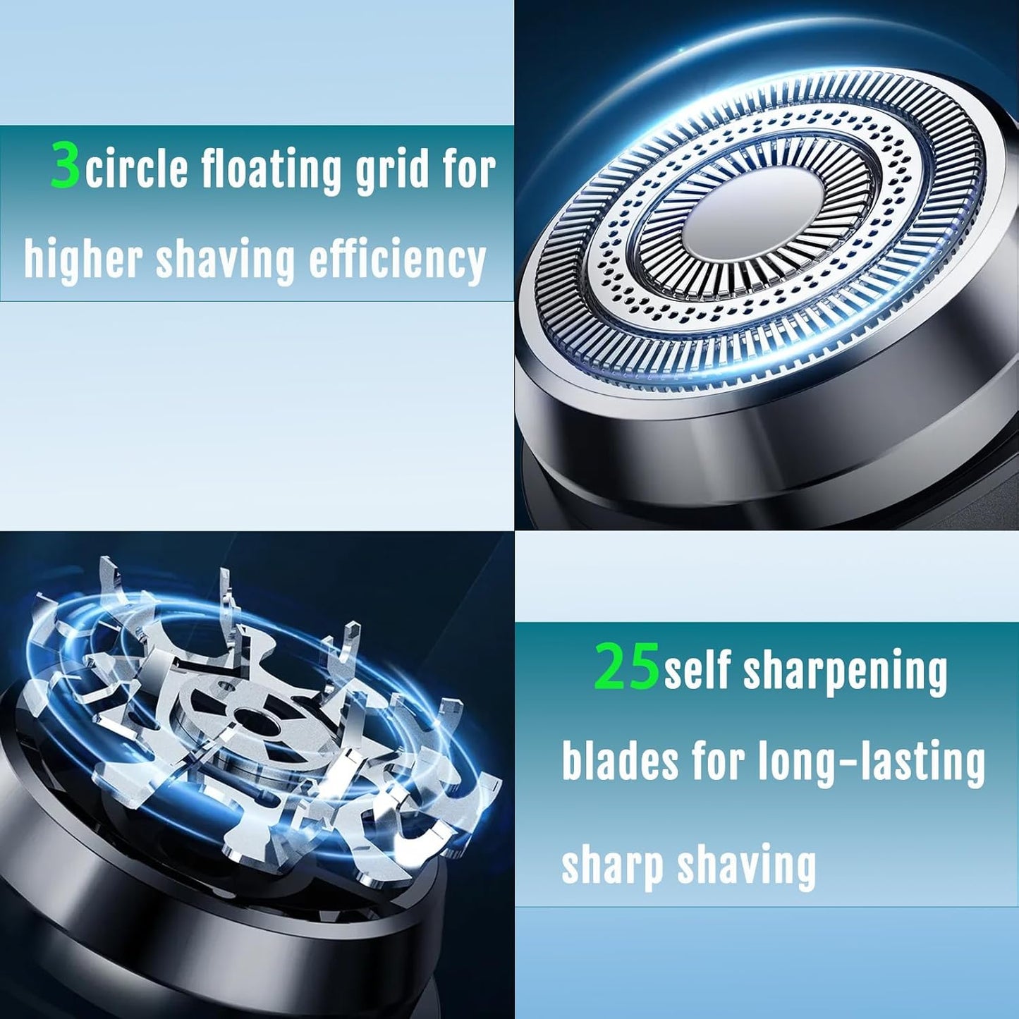 Mini Electric Razor - Wet & Dry Shaver for Men & Women | 30-Day Battery Life, Travel Size, Blue