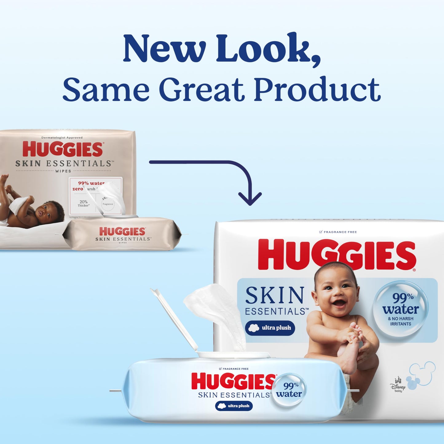 Huggies Skin Essentials Baby Wipes, Hypoallergenic, 99% Water, 10 Flip Top Packs (560 Wipes Total)