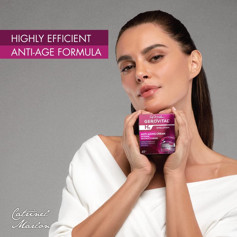 Gerovital EVOLUTION Anti-Aging Cream Intense Restructuring With Superoxide Dismutase SOD (The Anti-Aging Super Enzyme), Anti-Wrinkle Effect, Regenerates and Nourishes During the Night, 50 ml