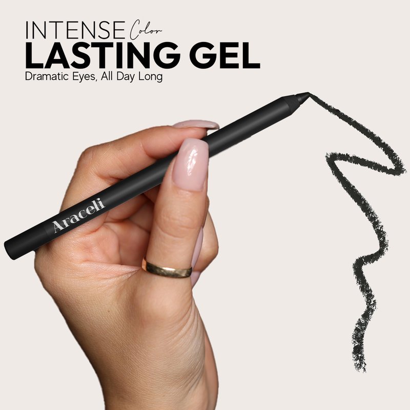Araceli Beauty Gel Pencil Eyeliner - Water Resistant, Long-Lasting, Smudge-Proof Creamy Formula for Precision Lining - Hypoallergenic, Bold Eyeliner Gel Pencil - Safe for Sensitive Eyes (Gold)