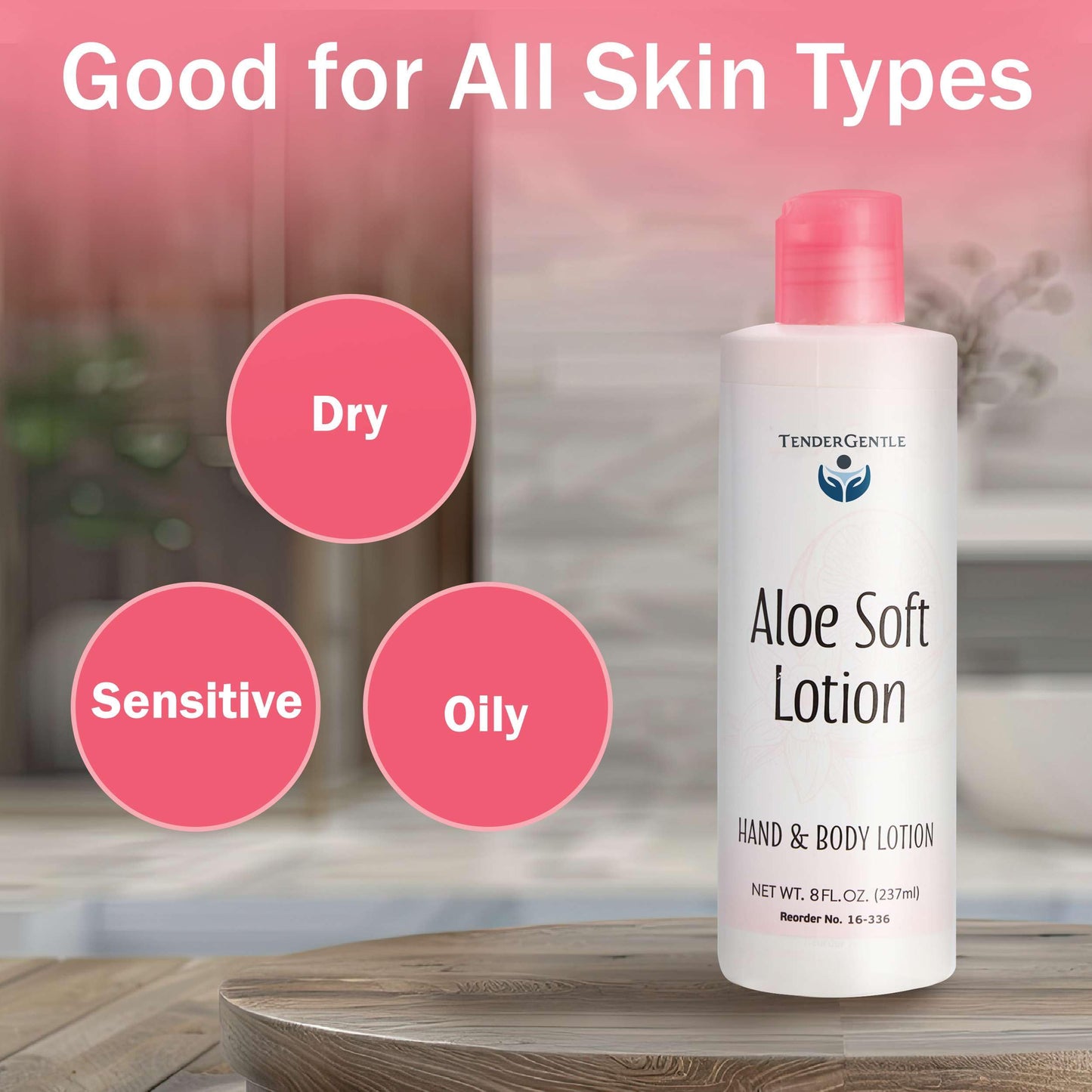 TenderGentle Aloe Lotion for Hands and Body - 6 Bottles with 8 oz of Aloe Vera Lotion for Dry Skin - Good for Sensitive Skin and Extra and Severely Dry Skin - Aloe Vera Moisturizer