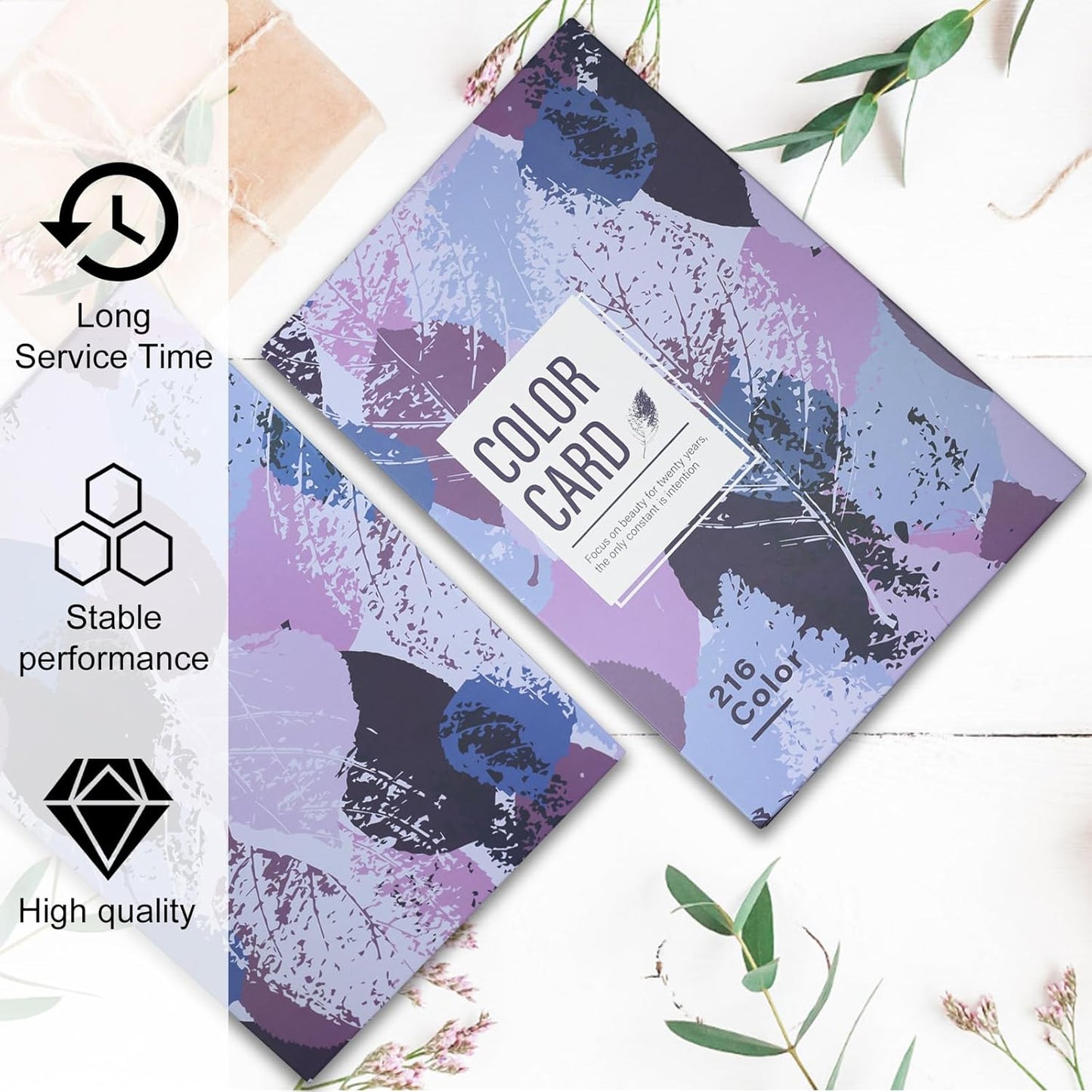 Nail Color Display Book - 216 Nail Colors with 240 Tips & Number Labels | Purple Swatch Guide