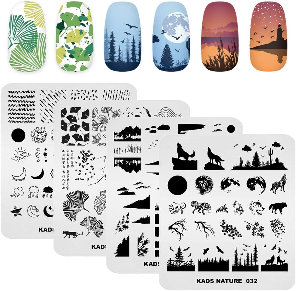 KADS Nail Stamp Plates Set - 20 Pcs Floral, Animal & Leaf Nail Art Templates | Perfect for DIY Manicure
