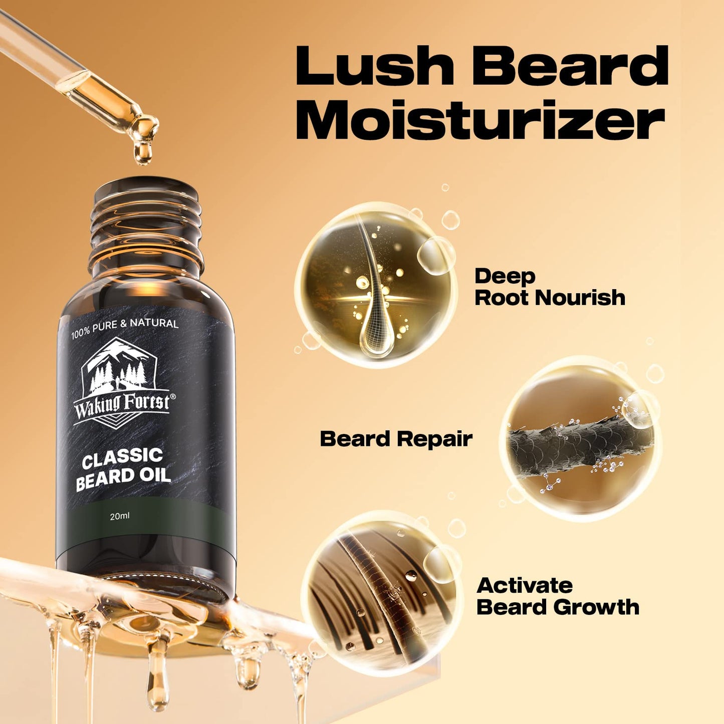 Waking Forest Beard Growth Oil with Biotin Bundle with Beard Oil Sandalwood