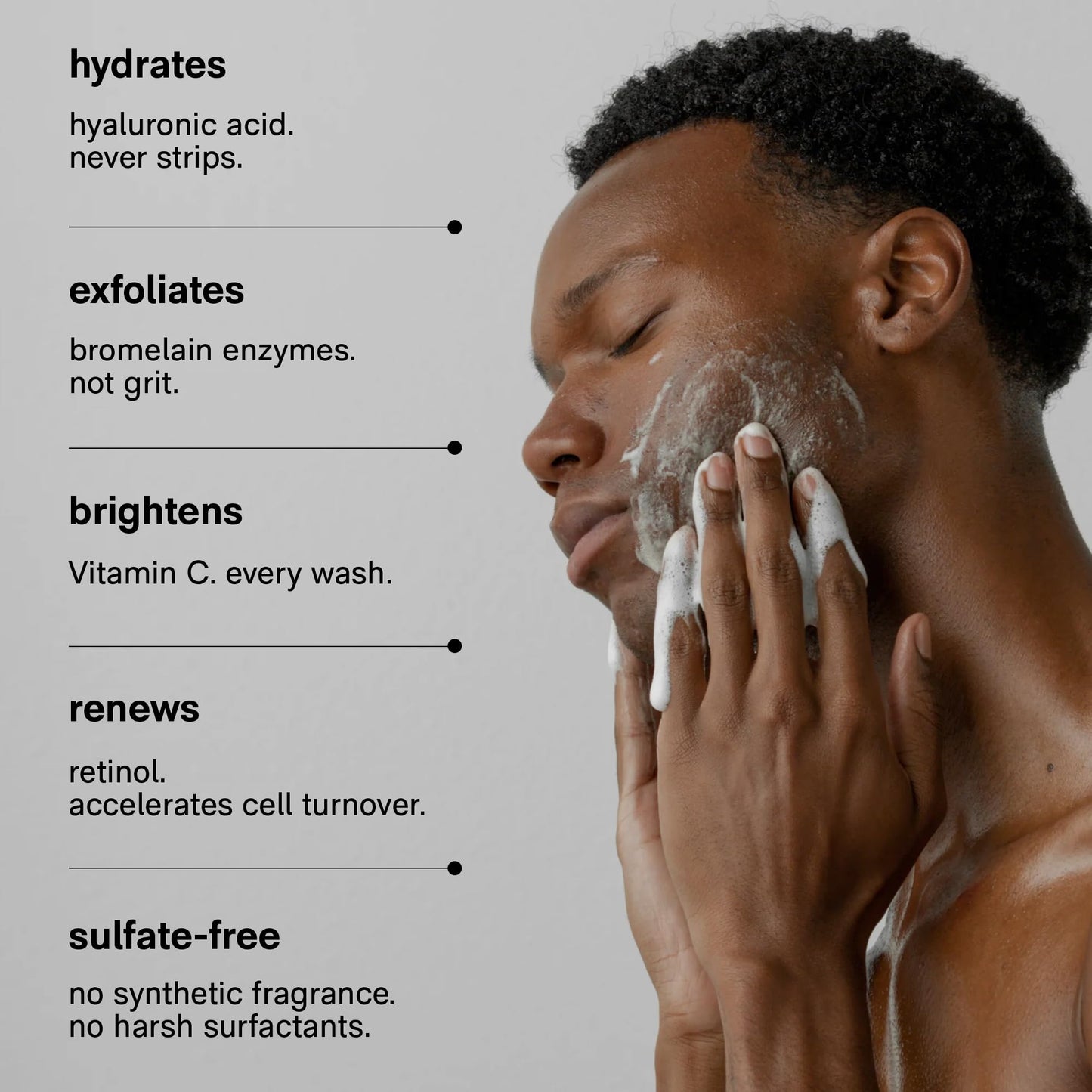 Jack Henry Hydrating Facial Cleanser (6.6 fl oz) - Kakadu Plum Face Cleanser - Coriander & Hyaluronic Acid- Luxurious Creamy Cleanse for Exfoliating Skin