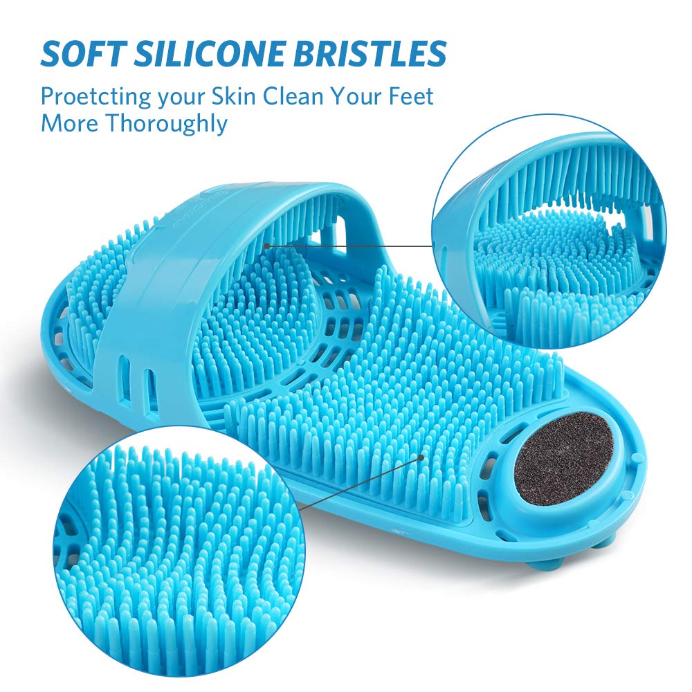 meidong Silicone Shower Foot Scrubber Personal Foot Massage and Cleaning, Non-Slip Foot Scrubber for Men and Women (1PCS Blue)