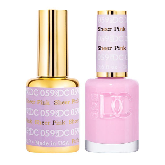 DND DC Gel Polish Set, Pink Collection, UV/LED Gel Polish and Air Dry Nail Lacquer, Matching Chip-Free Polish Duo, 059 Sheer Pink, 0.5 Fl Oz