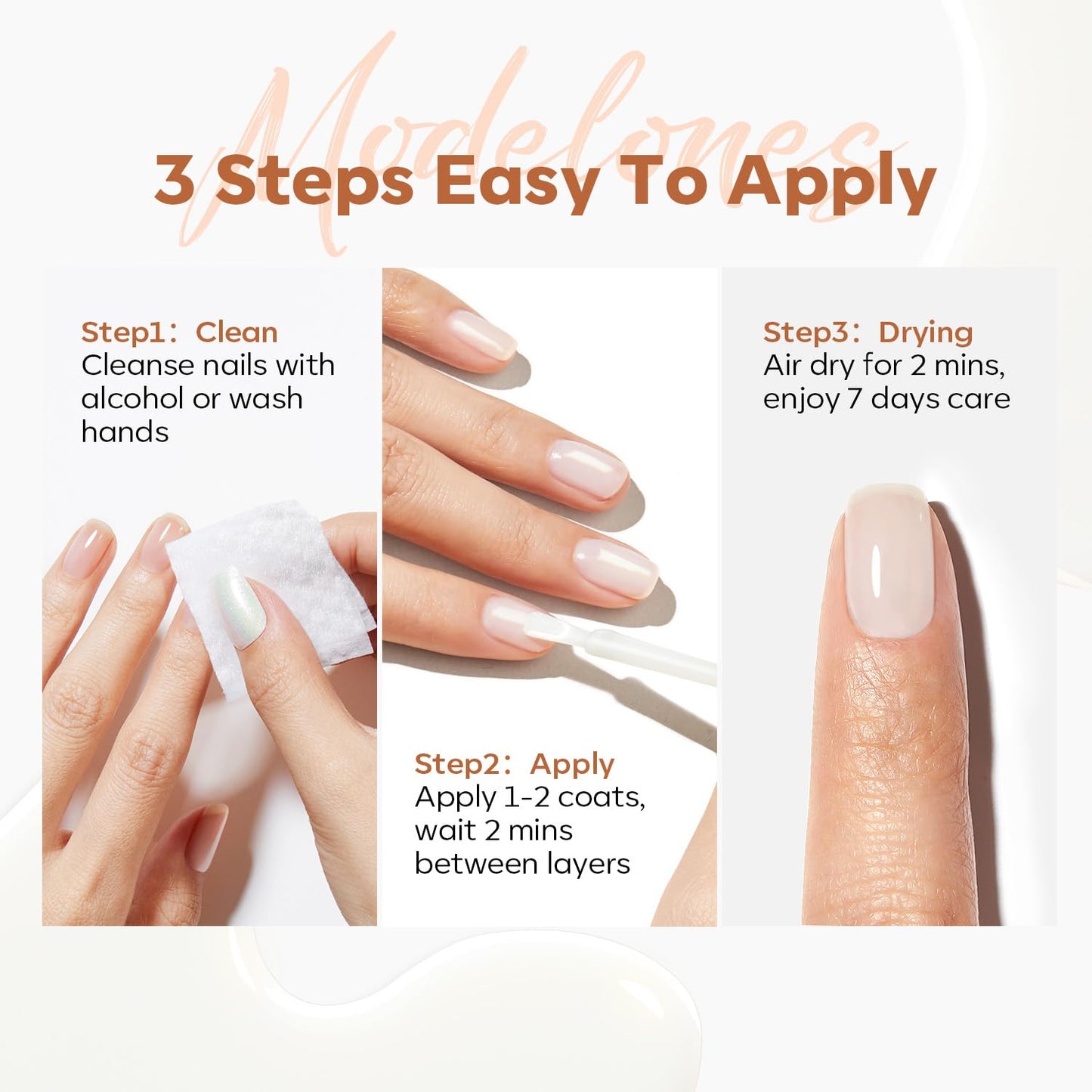 modelones Nail Strengthener, Milky White Nail Polish Nail Repair for Damaged Nails Hardener Quick Dry Nail Growth Polish Natural Nail Concealer Foundation Strengthening Polish Gifts for Women 15ml