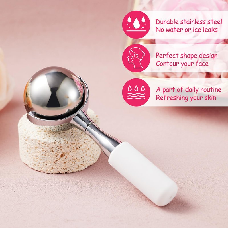 Cryo Sticks for Face-360 Rotating Unbreakable Steel Ice Globes, Cold Massage Roller Ball -Facial Skin Care Tools for Women, Ice Globes for Face and Eyes-Face Ice Roller-Ice Roller for Face