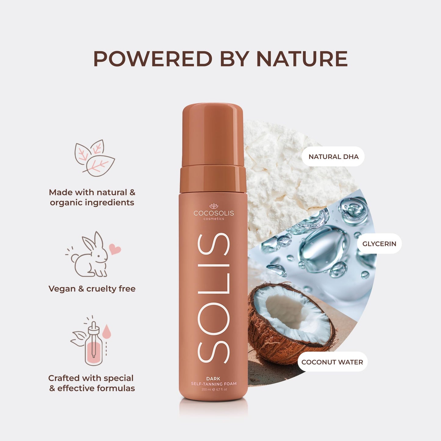 COCOSOLIS - SOLIS | Dark Self Tanner | Self Tan For Face & Body | Tanning Mousse For a Rich, Natural and long-lasting tan | Organic Self Tanner - Plant-Based DHA (200 ml)