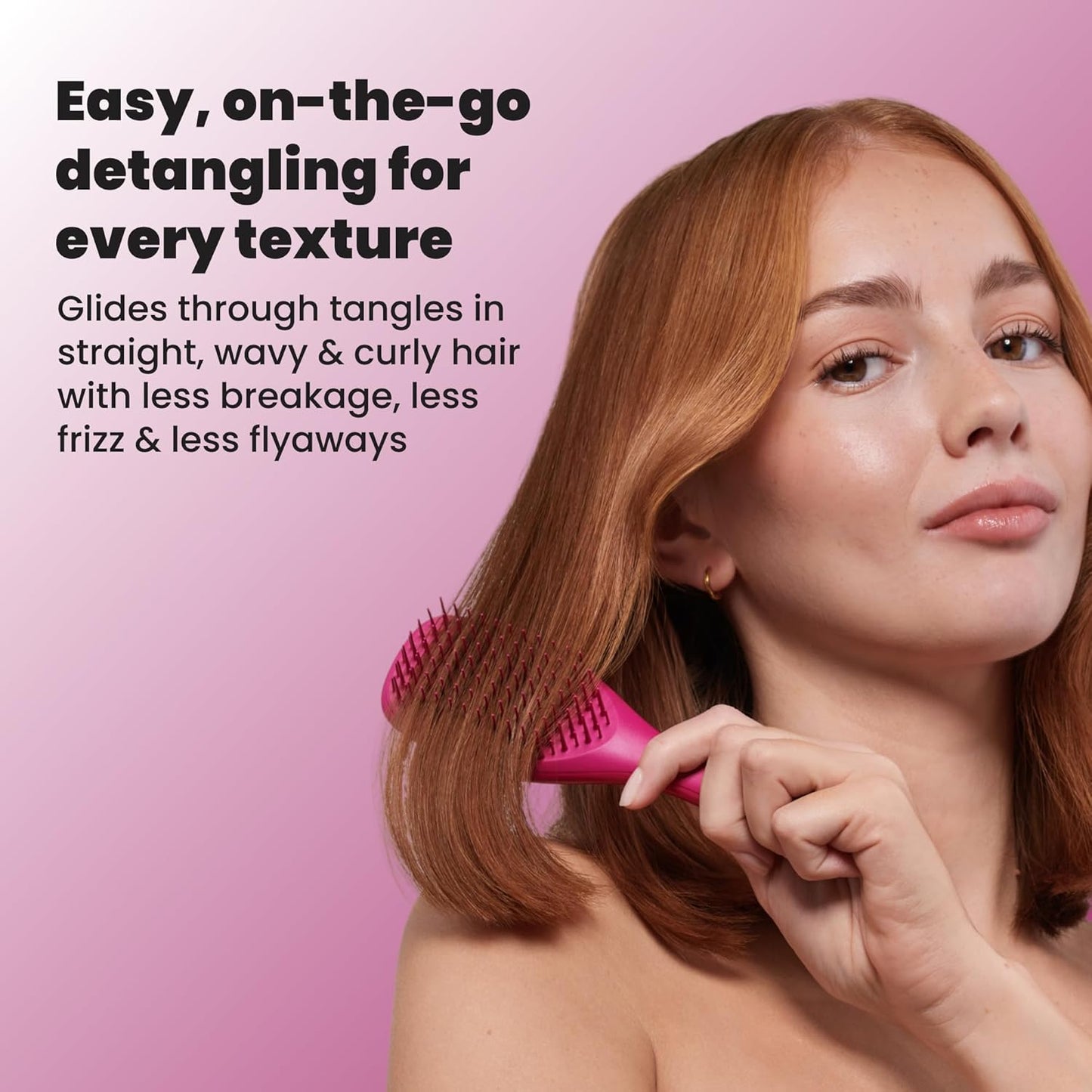 Tangle Teezer Ultimate Detangler Brush - Travel-Size Mini Hair Brush for Straight to Wavy Hair | Electric Raspberry
