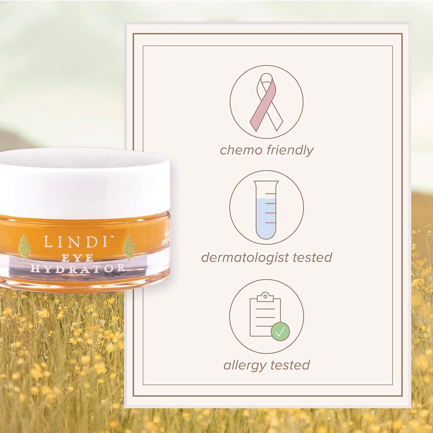 Lindi Skin Eye Hydrator - Reduces Dark Circles, Puffiness, and Hydrates Skin - Remove Signs of Tiredness & Stress From Your Eyes - Dermatologist Tested Skin Care for Sensitive Skin (0.5 fl oz)