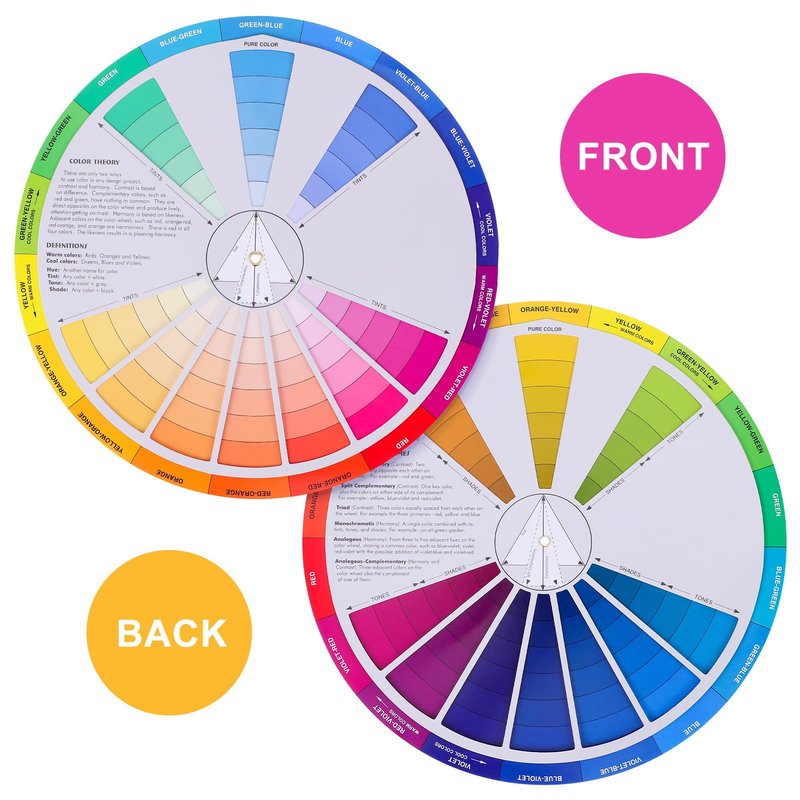 Color Wheel, Creative Color Wheel, Paint Mixing Learning Guide, Art Class Teaching Tool for Makeup Blending Board Chart Mix Colours 9.1 Inch