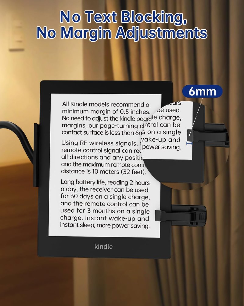 First No Text Blocking Remote Control Page Turner for Kindle Paperwhite,Silent Clicker Page Turner,Kindle Accessories for iPad/Tablets(Just Reading),Camera & Selfie Shutter