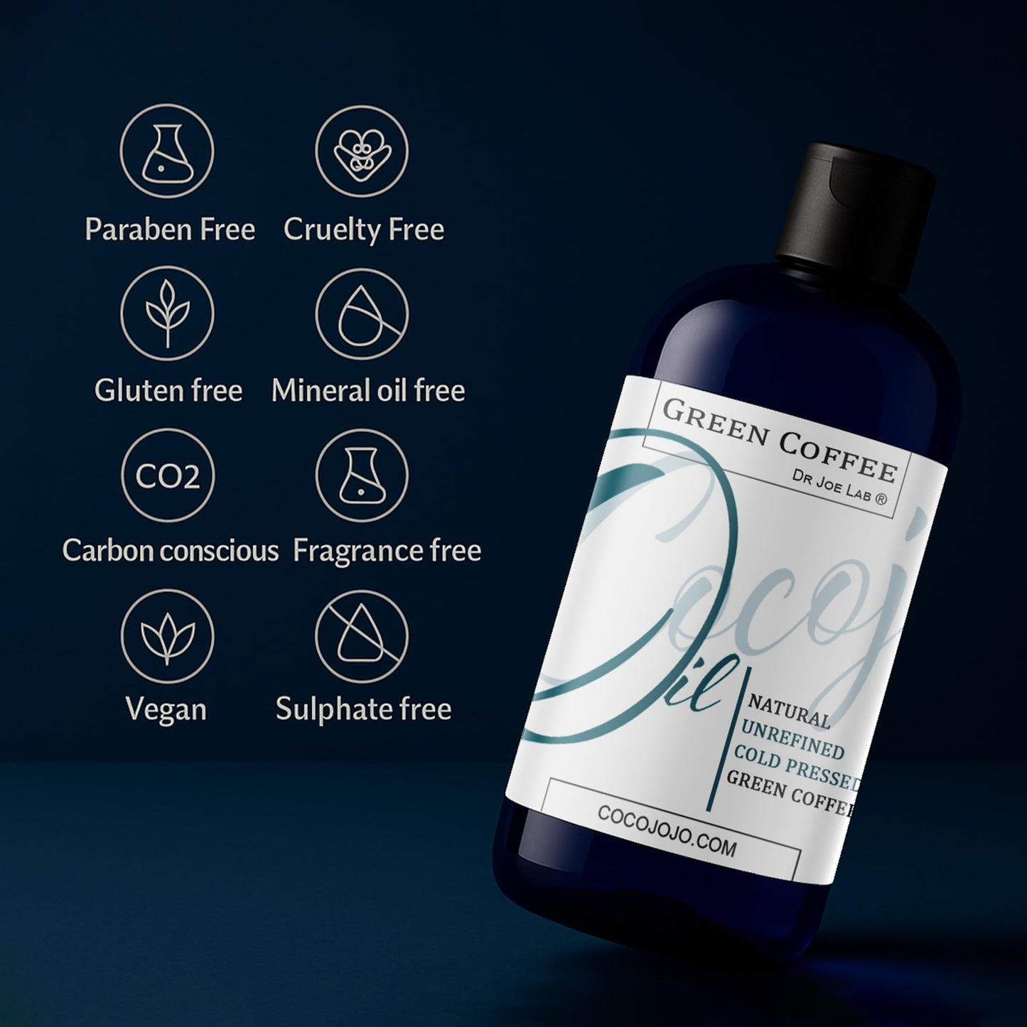 Dr Joe Lab Green Coffee Bean Oil - Pure, Unrefined, Cold Pressed, Non-GMO Carrier Oil for Skin, Hair, Nails, Body, Face & More - 4 oz - Natural Antioxidant