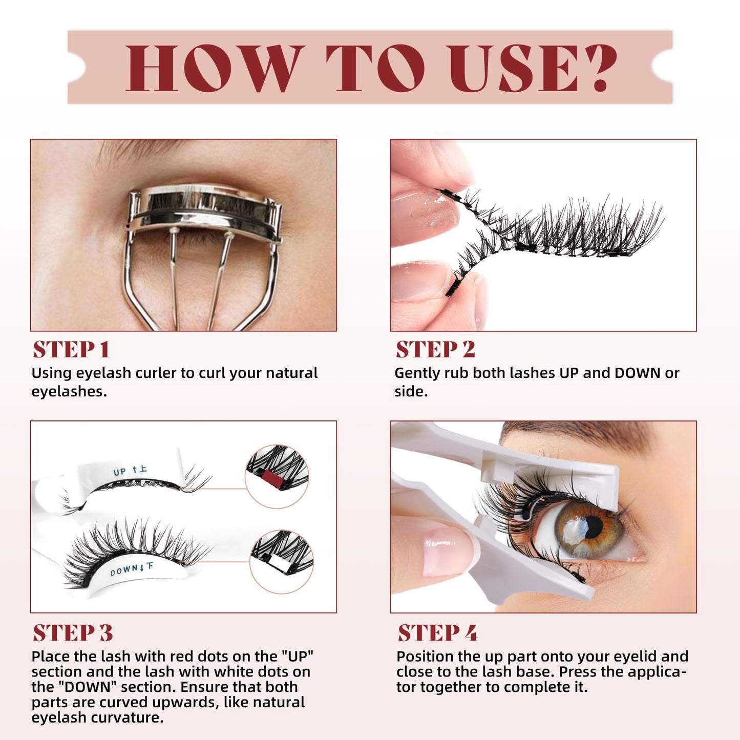 Higu clace Magnetic-Eyelashes with Applicator 2 Pairs Magnetic-Lashes Natural Look Wispy Magnet Lashes Easy to Wear and Remove（DJCX-A+C01）