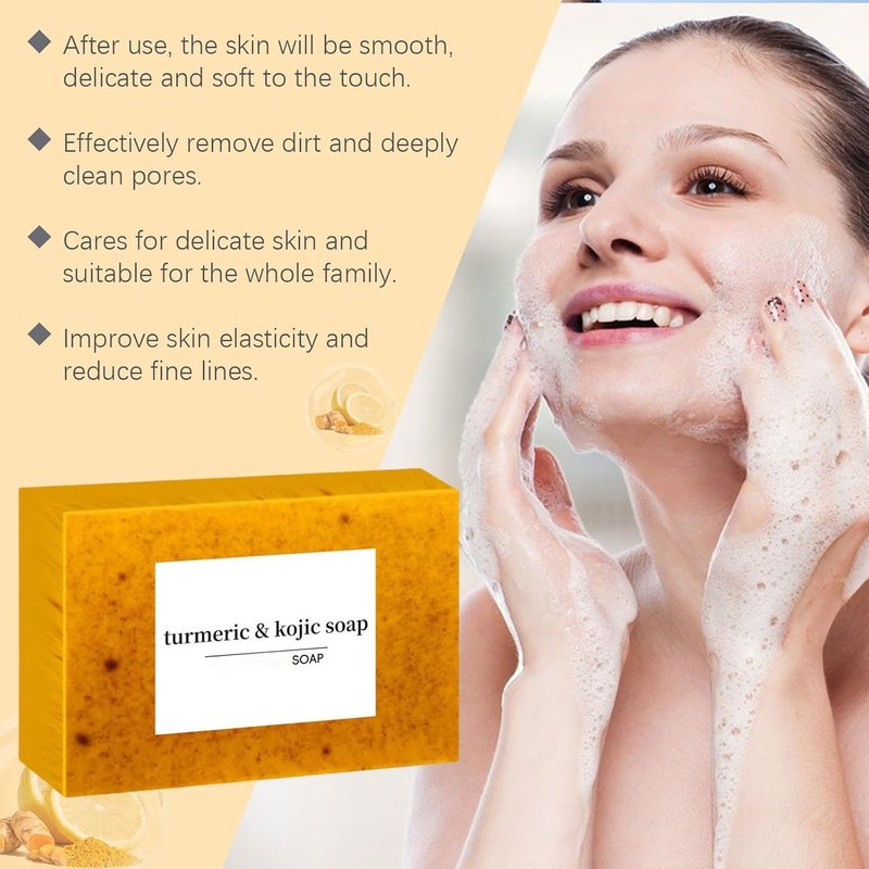 Turmeric Wash Set - Lemon Turmeric Kojic Soap, Cleansing Pads & Face Wash | Exfoliating Essential Oil