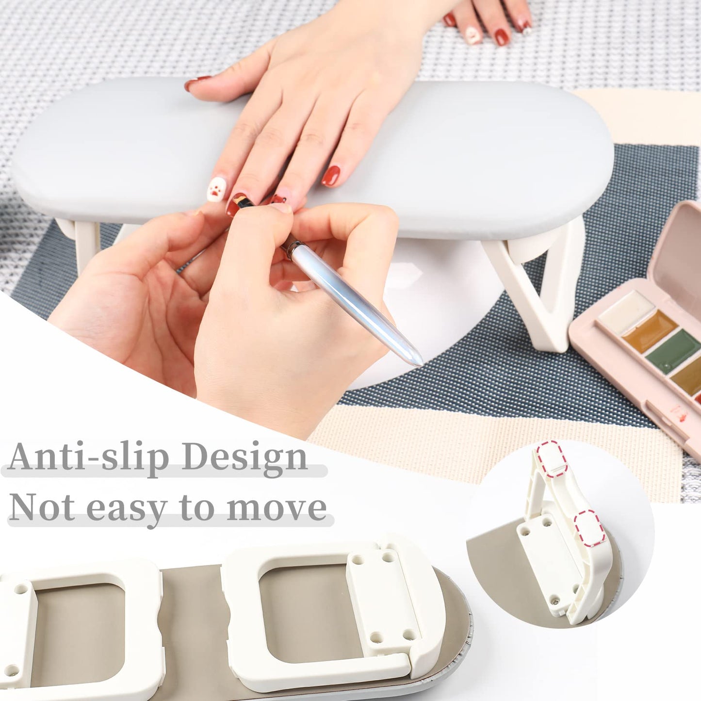 Nail Arm Rest Cushion, Professional Adjustable Nail Hand Rest Stand Arm Rest for Acrylic Nails Cushion Hand Holder, Hand Pillow Stand with PU Leather Soft High-Density Sponge, Manicure Nail Tool