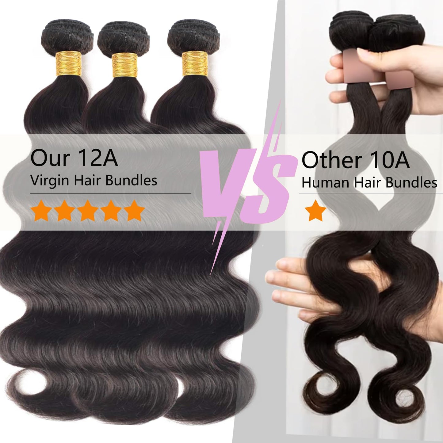 Chikamlty 12A Brazilian Human Hair Bundles Body Wave 22 inch Single Bundle Virgin Hair Bundle Body Wave Bundles Human Hair 100G Natural Black Hair Extensions