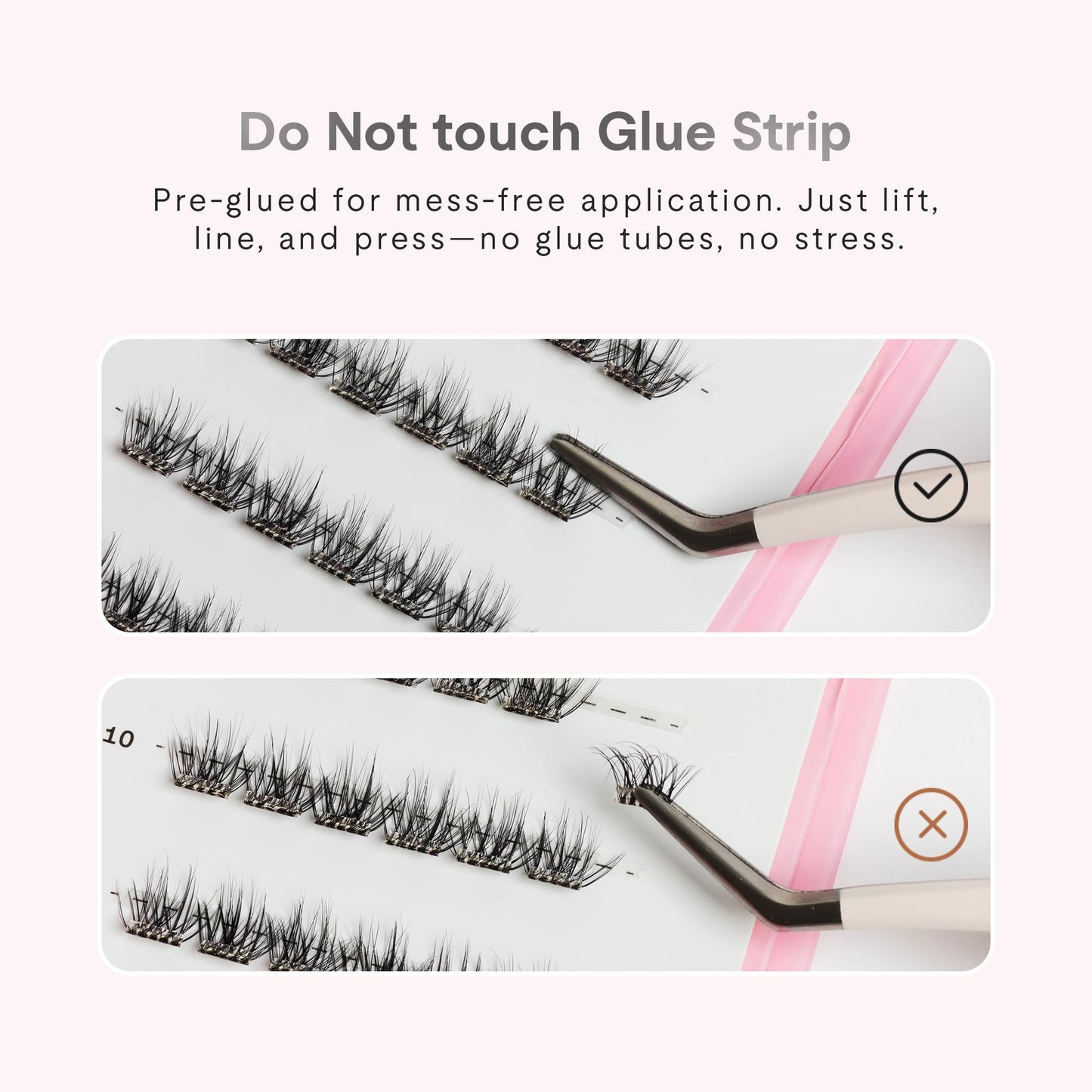 Silly George Single-Size Pop-On Lashes - DIY 1-Step Pre-Glued Faux Eyelash Cluster Kit, Natural Look Extensions, Pack of 24 Individual Clusters, Black - Rosy, 12mm