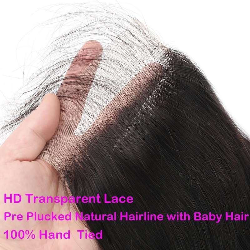 5x5 HD Transparent Skinlike Lace Closure 5x5 Human Hair Body Wave Brazilian Lace Closure 14inch 12A Raw Virgin Free Part Closure Ultra-thin 100% Real Human Hair Pre Plucked Closure Natural Black