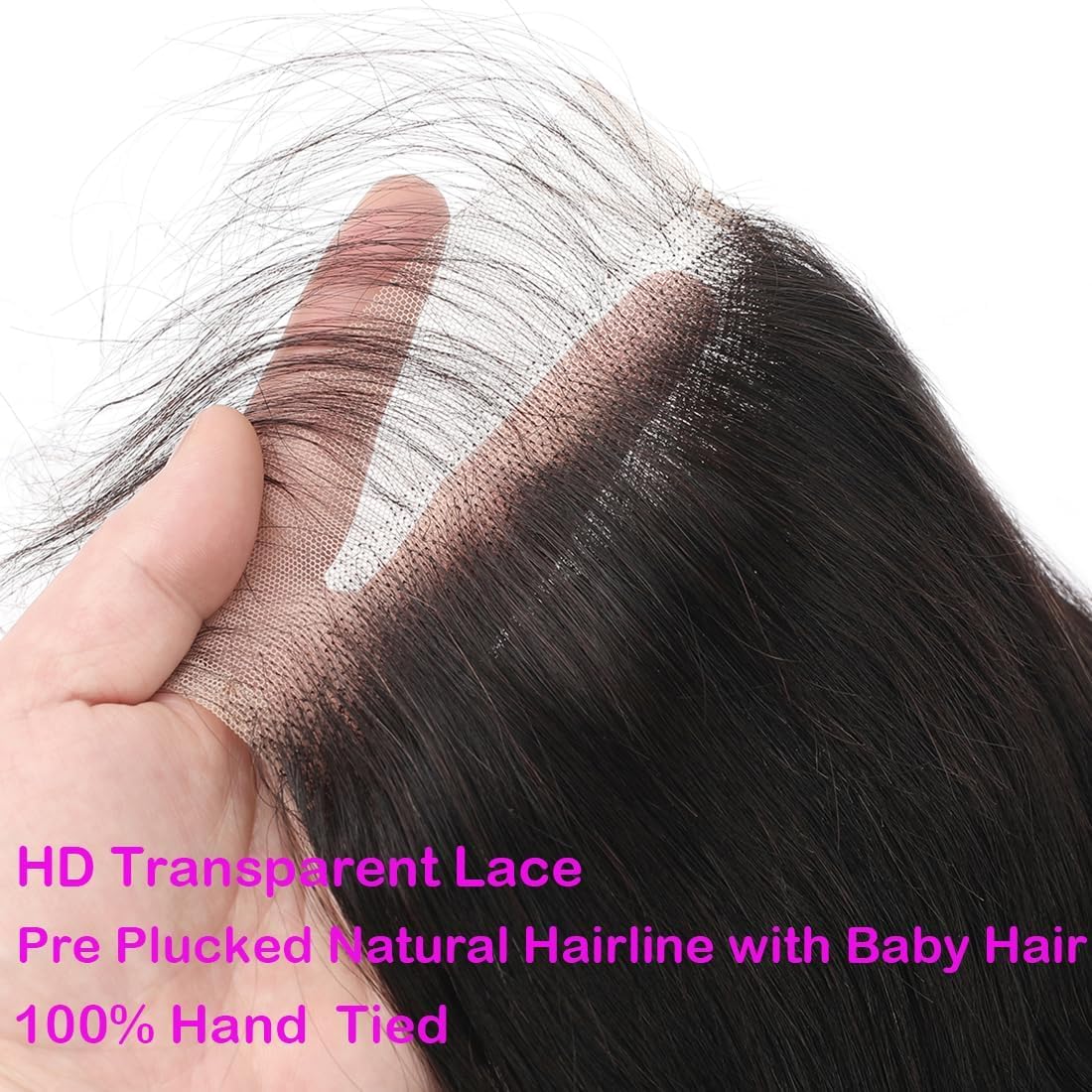 5x5 HD Transparent Skinlike Lace Closure 5x5 Human Hair Body Wave Brazilian Lace Closure 14inch 12A Raw Virgin Free Part Closure Ultra-thin 100% Real Human Hair Pre Plucked Closure Natural Black