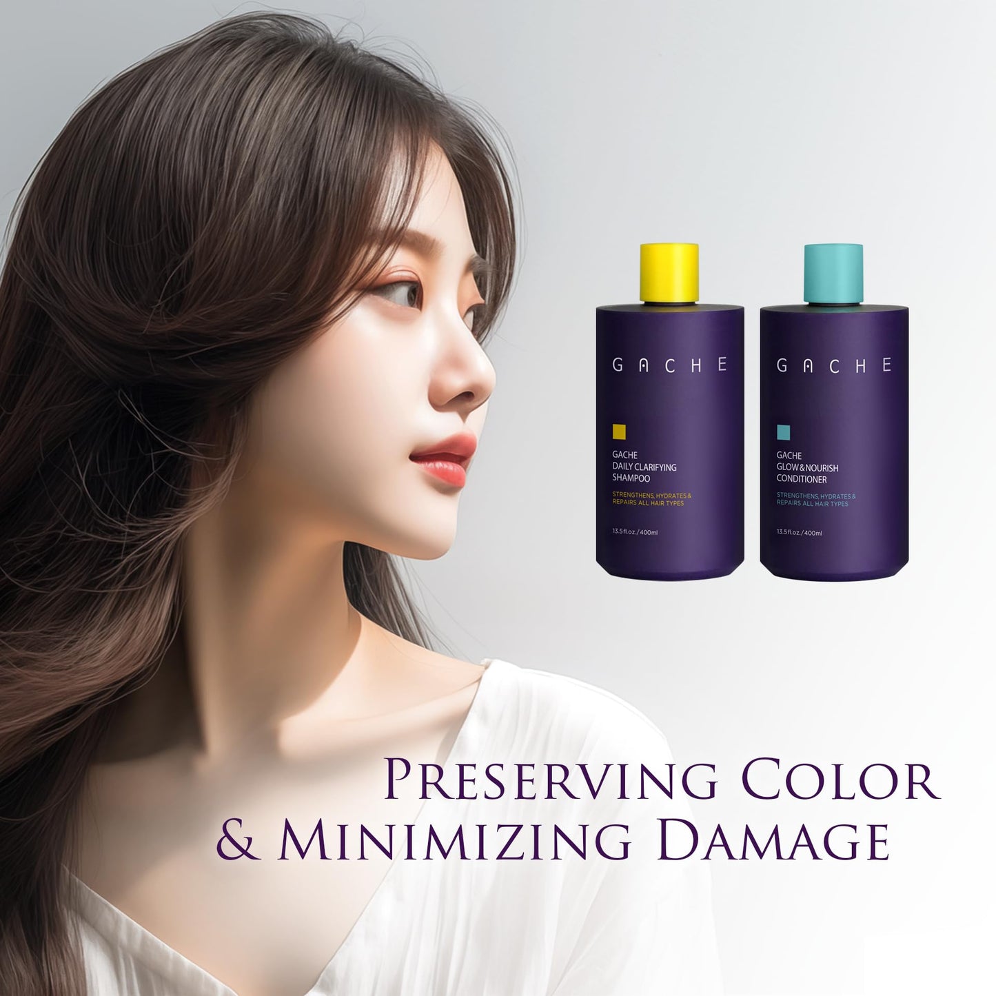 Gache Clarifying Shampoo for All Hair Types | Luxury without Compromise | Repairs & Strengthens Thinning Hair | Hydrating Shampoo for Daily Use | Sulfate and Paraben Free | K-Beauty Hair Care, 400ml