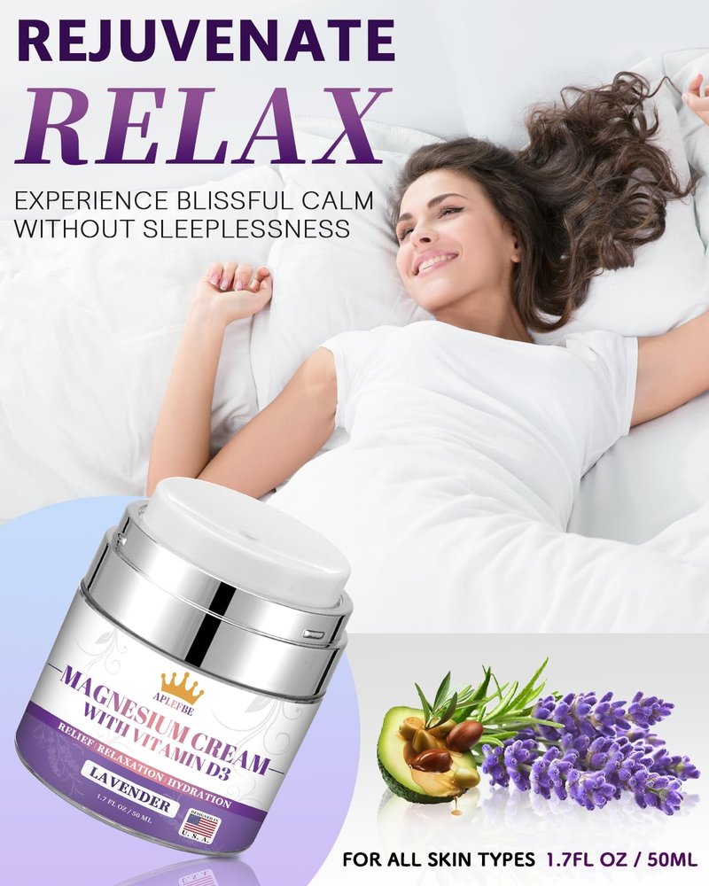 Magnesium Cream for Sleep | 5-In-1 Soothing Lotion with Lavender & Chamomile - 1.7 FL OZ