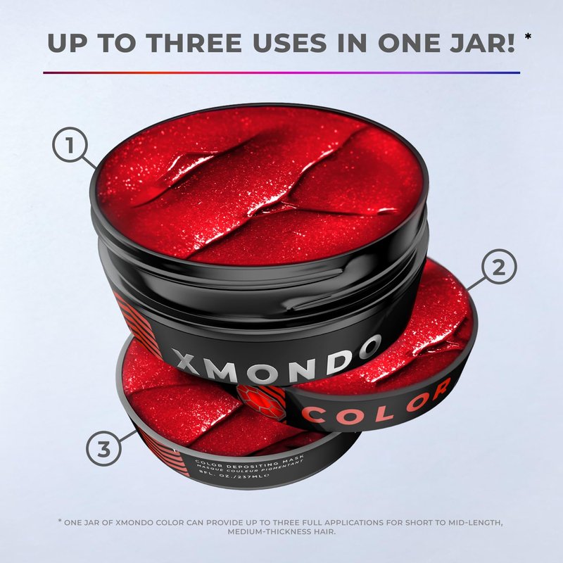 XMONDO Color Amber Hair Mask - Semi-Permanent Red Dye with Bond Booster & Hyaluronic Acid | 8 Fl Oz