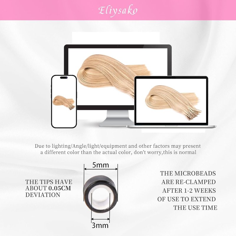 I Tip Hair Extensions - 50g Human Hair, Blonde & Dark Blonde Mix | 14-Inch Soft & Natural Cold Fusion