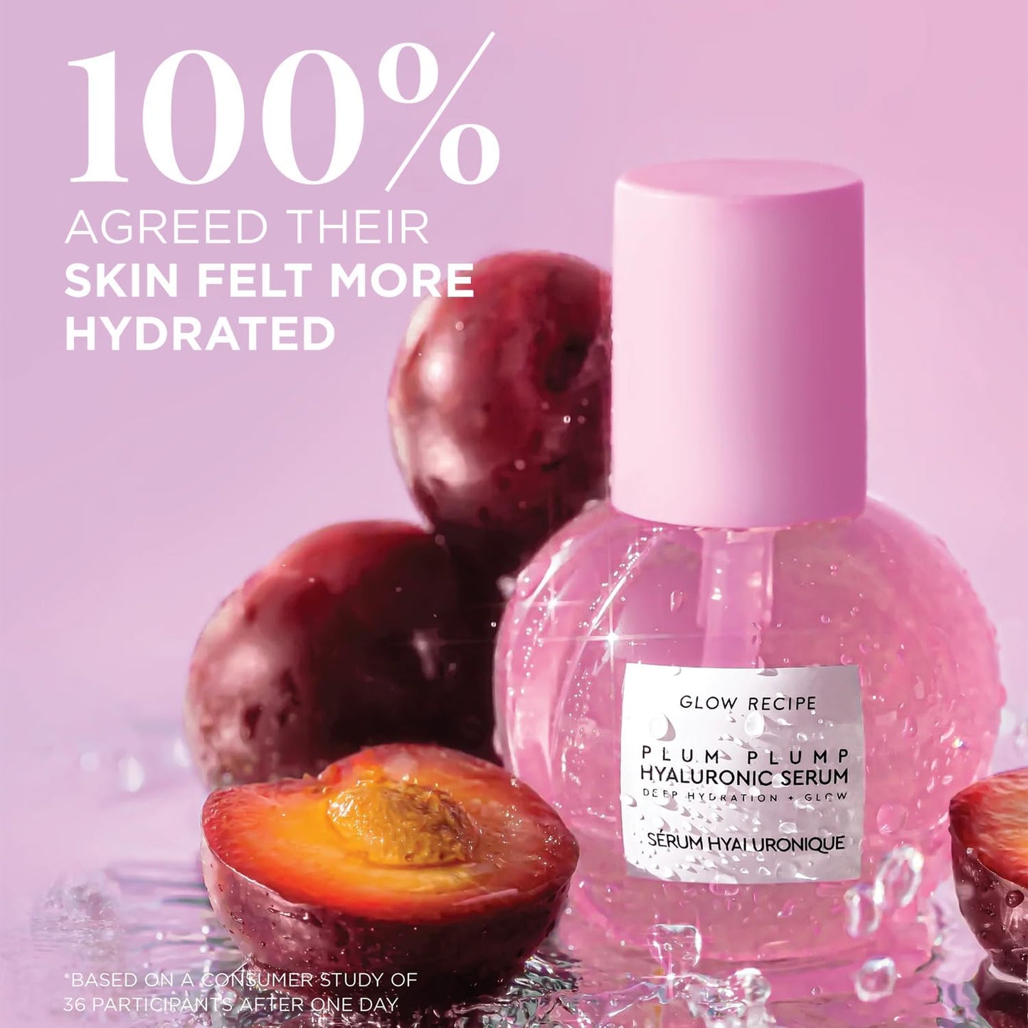 Glow Recipe Plum Plump Hyaluronic Acid Serum, Hydrating + Plumping Face Serum, Korean Serum with Vitamin B5, Barrier Support + Antioxidants, Vegan (30ml)