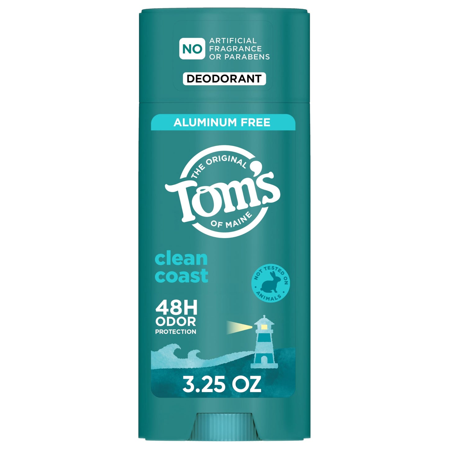 Tom’s of Maine Clean Coast Natural Deodorant for Men and Women, Aluminum Free, No Artificial Fragrances, Dyes, or Preservatives, Baking Soda Free, 48-Hour Odor Protection