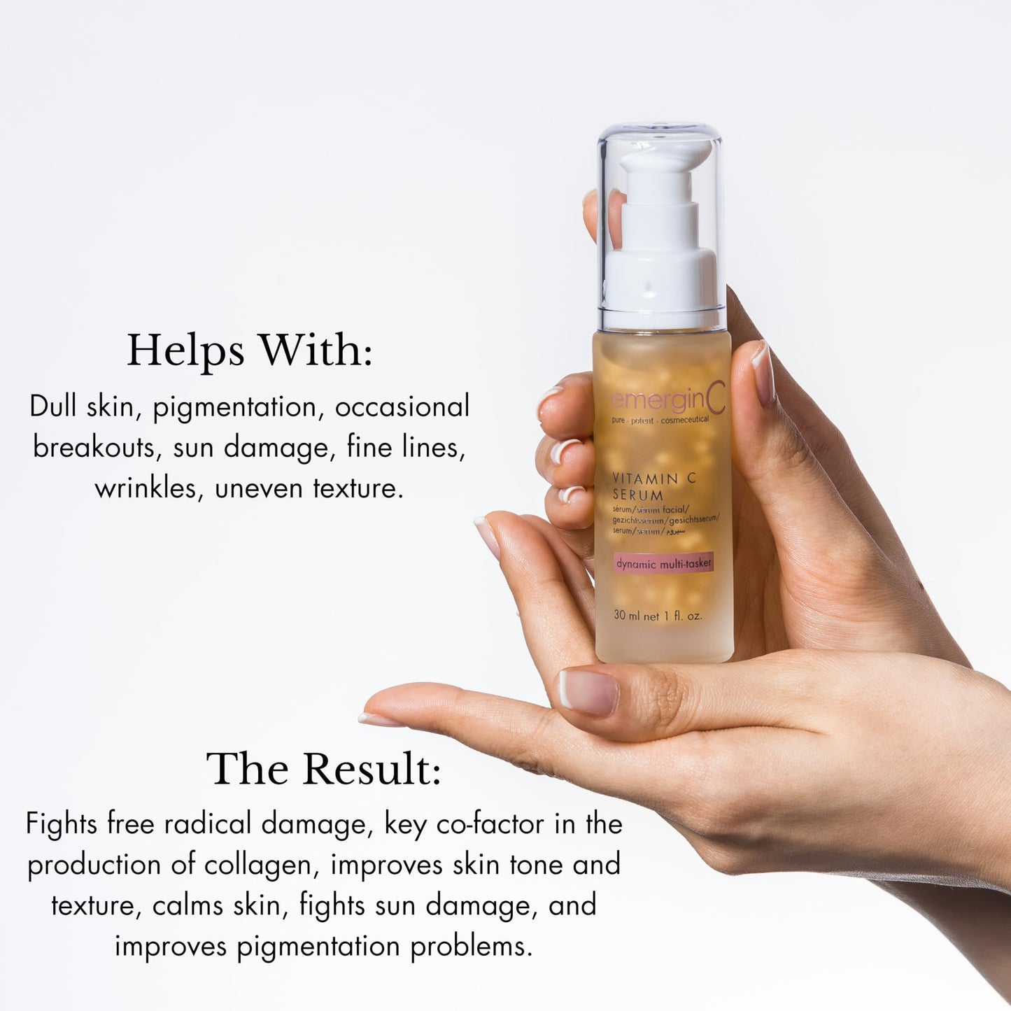 emerginC 12% Vitamin C Facial Serum - Extra Strength Micro-Encapsulated Spheres to Help Address Visible Signs of Aging + Dark Spot (1 Ounce, 30 ml)