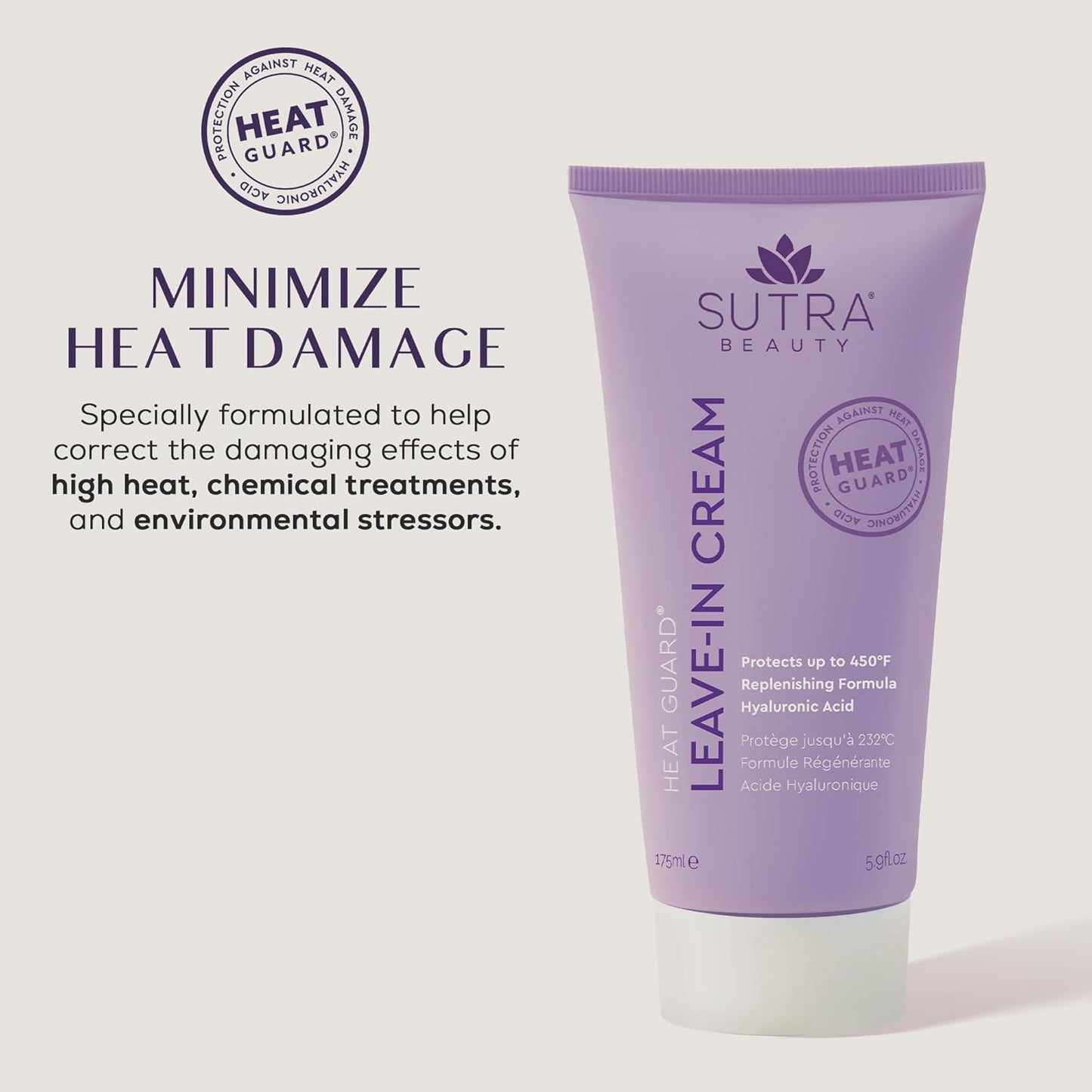 SUTRA Heat Guard Leave-In Cream | Thermal Protection for Frizzy, Dry & Damaged Hair - Hydrating Conditioner with Hyaluronic Acid