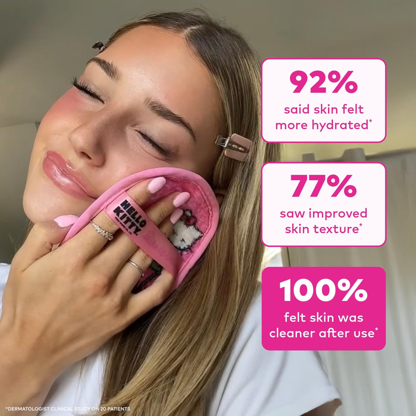 The Original MakeUp Eraser 7-Day Set, Erase All Makeup with Just Water, Including Waterproof Mascara, Eyeliner, Foundation, Lipstick, Sunscreen, and More! (Hello Kitty Classic), 7ct.