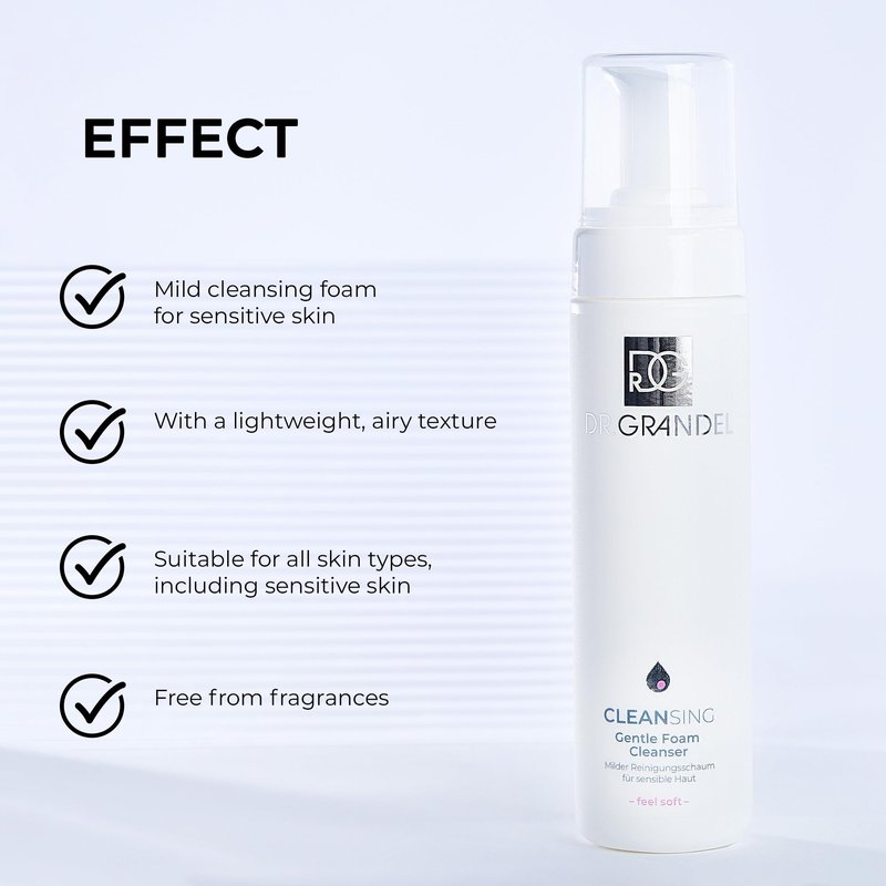 DR. GRANDEL Gentle Foam Cleanser – Mild cleansing foam for the face, neck, and décolleté, soft and gentle, lightweight and airy texture, fragrance-free, for all skin types