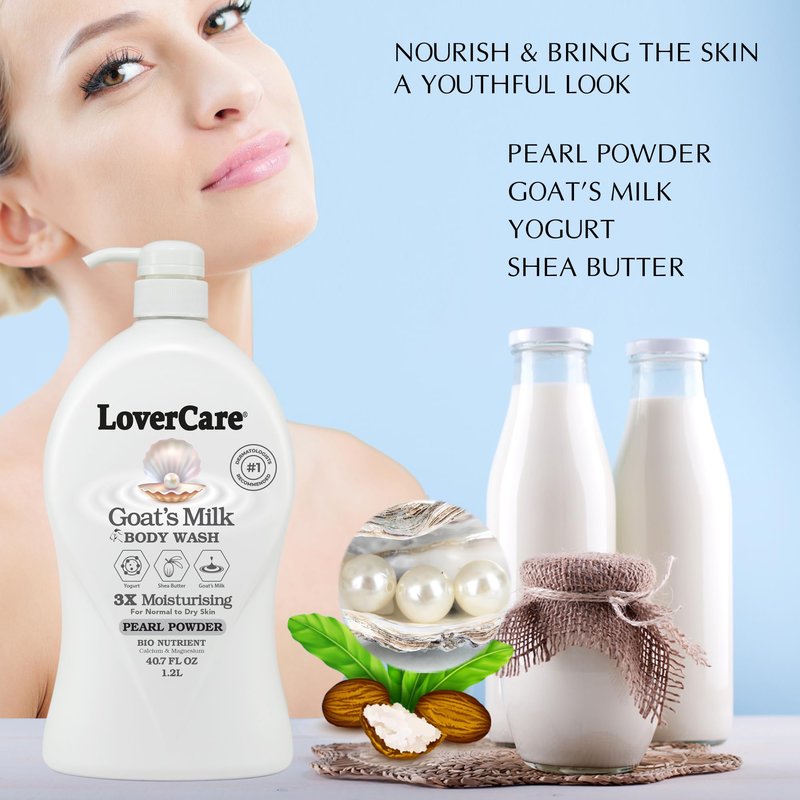 Lovercare goat's milk body wash shower cream Pearl Powder 40.7 oz (1200ml)