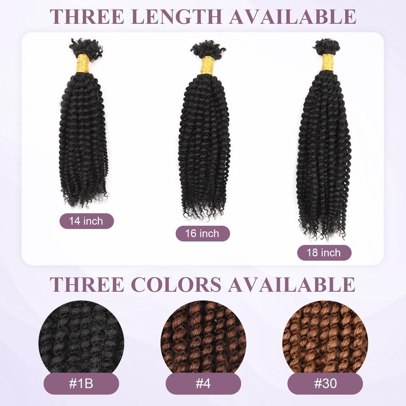 Lovenea Afro Kinky Curly Bulk Human Hair 50g/pack 100% Real Human Hair for Mini Twist/Braiding/Loc Extensions Curly Hair Natural Afro Bulk for Dreadlocks (4#, 14 Inch-50g)