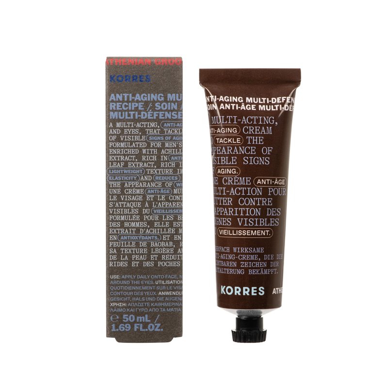 KORRES Athenian Grooming Anti-Ageing Face & Eye Cream with Achillea Millefolium & Baobab Leaf Extracts, Reduces Fine Lines, Smooths Wrinkles & Puffiness, Vegan, For Men, 1.69 fl oz