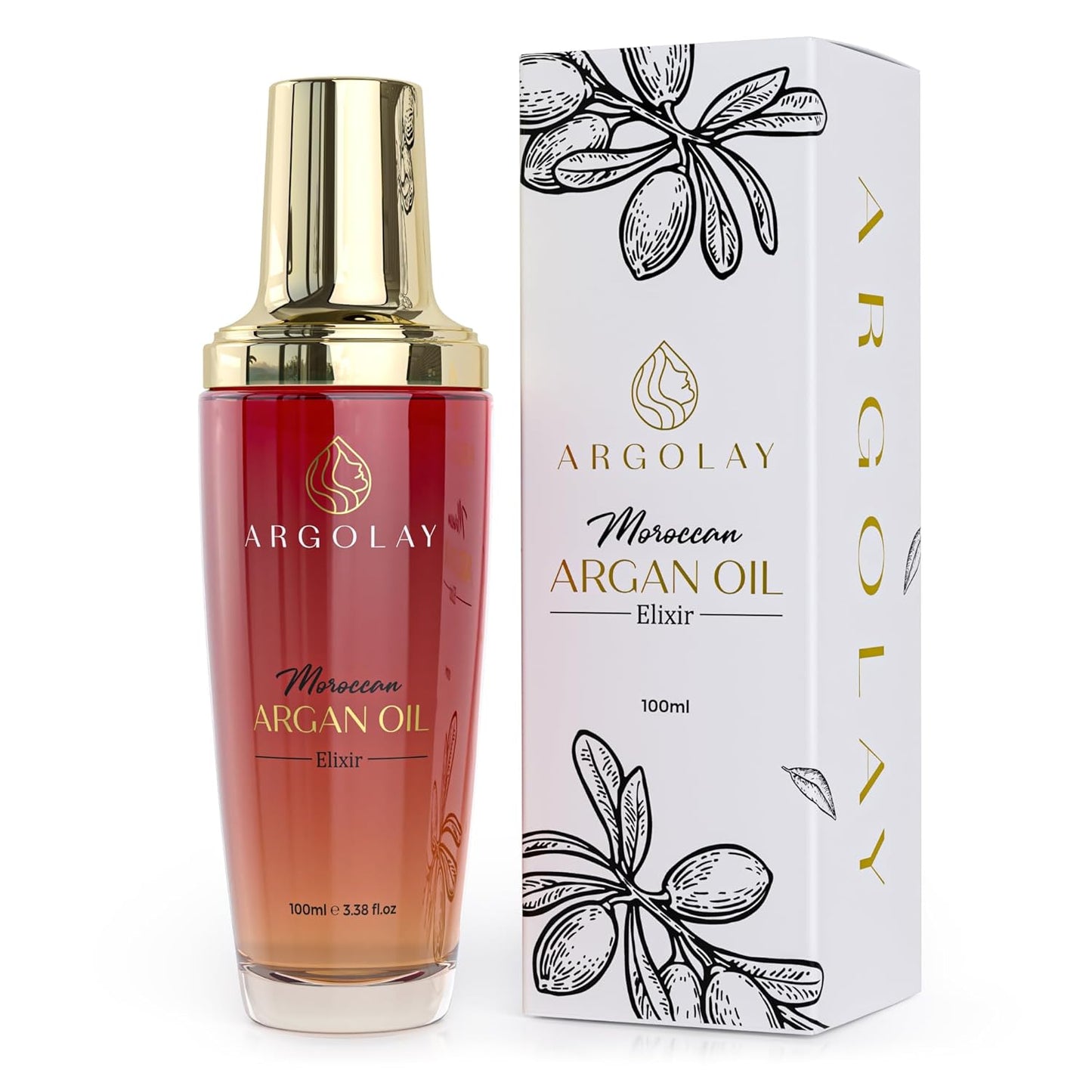 Moroccan Argan Oil Elixir - Lightweight & Nourishing Hair Oil for Shine, Frizz Control & Heat Protection | 100 mL (3.4 oz)